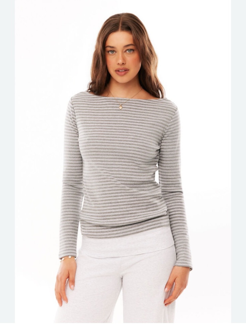 J. Crew 100% Linen Boatneck Top - Light Gray